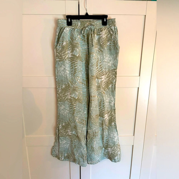 Dear John Tropical Linen Blend Wide Leg Pants Size Small - Picture 1 of 5
